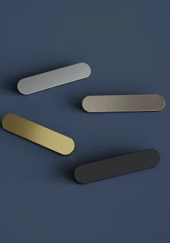 Poignée de meuble arrondi GoodHome Minzh aluminium effet laiton satin doré l.121mm x l.25mm x H. 16mm entraxe 96mm