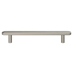 Poignée de meuble arrondi GoodHome Garlan aluminium effet nickel satin gris l.168mm x l.15mm x H. 27mm entraxe 128mm