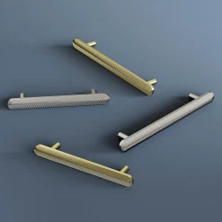 Poignée de meuble arrondi GoodHome Garlan aluminium effet nickel satin gris l.168mm x l.15mm x H. 27mm entraxe 128mm