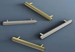 Poignée de meuble arrondi GoodHome Garlan aluminium effet nickel satin gris l.168mm x l.15mm x H. 27mm entraxe 128mm