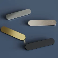 Poignée de meuble arrondi GoodHome Minzh aluminium effet chromé gris l.121mm x l.25mm x H. 16mm entraxe 96mm
