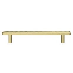 Poignée de meuble arrondi GoodHome Garlan aluminium effet laiton satin doré l.168mm x l.15mm x H. 27mm entraxe 128mm