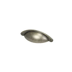 Poignée de meuble demi-ronde Rohan effet laiton antique satin doré l.104mm x l.30mm x H. 26mm entraxe 64mm