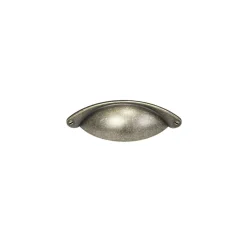 Poignée de meuble demi-ronde Rohan effet laiton antique satin doré l.104mm x l.30mm x H. 26mm entraxe 64mm