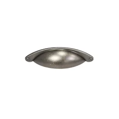 Poignée de meuble demi-ronde Rohan effet étain antique satin noir l.120mm x l.30mm x H. 25mm entraxe 80mm