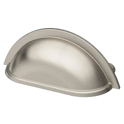 Poignée de meuble demi-ronde GoodHome Govlin effet nickel satin gris l.81mm x l.30mm x H. 30mm entraxe 64mm