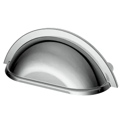 Poignée de meuble demi-ronde GoodHome Govlin effet chromé gris l.81mm x l.30mm x H. 30mm entraxe 64mm