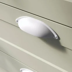 Poignée de meuble demi-ronde GoodHome Govlin mat blanc l.81mm x l.30mm x H. 30mm entraxe 64mm