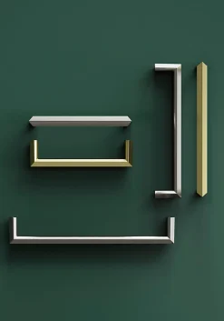 Poignée de meuble Droit GoodHome Keri effet nickel satin gris l.106mm x l.11mm x H. 27mm entraxe 96mm