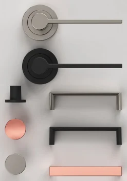 Poignée de meuble Droit GoodHome Dotz effet nickel satin gris l.104mm x l.14mm x H. 26mm entraxe 96mm