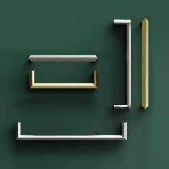 Poignée de meuble Droit GoodHome Keri effet nickel satin gris l.138mm x l.11mm x H. 27mm entraxe 128mm