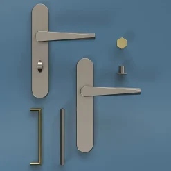 Poignée de meuble Droit GoodHome Keri effet nickel satin gris l.138mm x l.11mm x H. 27mm entraxe 128mm
