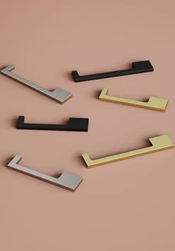 Poignée de meuble Droit GoodHome Skej aluminium effet laiton satin doré l.158mm x l.7mm x H. 30mm entraxe 128mm