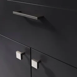 Poignée de meuble Droit GoodHome Skej aluminium effet nickel satin gris l.126mm x l.7mm x H. 30mm entraxe 96mm