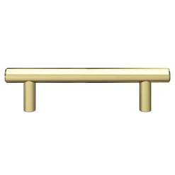 Poignée de meuble en T GoodHome Dizel acier effet laiton satin doré l.136mm x l.12mm x H. 35mm entraxe 96mm
