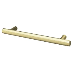 Poignée de meuble en T GoodHome Irus acier effet laiton satin doré l.168mm x l.12mm x H. 35mm entraxe 128mm