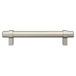 Poignée de meuble en T GoodHome Kerver acier et Zamac effet nickel satin gris l.168mm x l.18mm x H. 34mm entraxe 128mm
