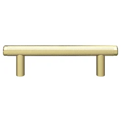 Poignée de meuble en T GoodHome Irus acier effet laiton satin doré l.136mm x l.12mm x H. 35mm entraxe 96mm