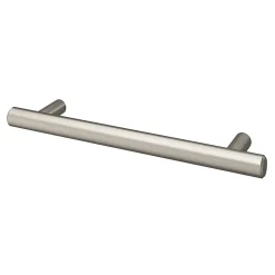 Poignée de meuble en T GoodHome Dizel acier effet nickel satin gris l.168mm x l.12mm x H. 35mm entraxe 128mm