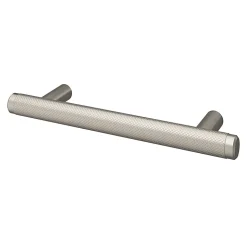 Poignée de meuble en T GoodHome Irus acier effet nickel satin gris l.136mm x l.12mm x H. 35mm entraxe 96mm