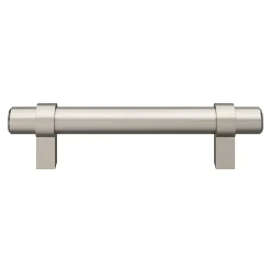 Poignée de meuble en T GoodHome Kerver acier et Zamac effet nickel satin gris l.136mm x l.18mm x H. 34mm entraxe 96mm