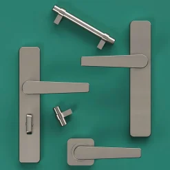 Poignée de meuble en T GoodHome Kerver acier et Zamac effet nickel satin gris l.136mm x l.18mm x H. 34mm entraxe 96mm