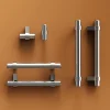 Poignée de meuble en T GoodHome Kerver acier et Zamac effet chromé gris l.168mm x l.18mm x H. 34mm entraxe 128mm