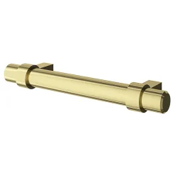 Poignée de meuble en T GoodHome Kerver acier et Zamac effet laiton doré l.136mm x l.18mm x H. 34mm entraxe 96mm