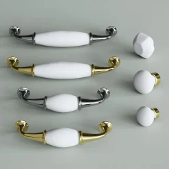 Poignée de meuble GoodHome porcelaine blanc 96mm