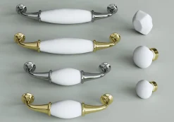 Poignée de meuble GoodHome porcelaine blanc 96mm