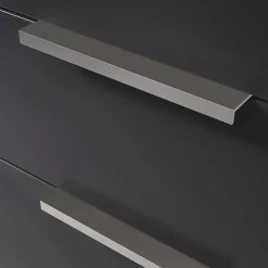 Poignée de meuble Incurvé GoodHome Skej aluminium effet nickel satin gris l.152mm x l.19mm x H. 35mm entraxe 128mm