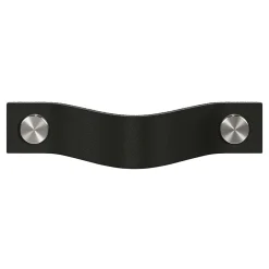 Poignée de meuble nœud GoodHome Hezo cuir et métal satin noir l.123mm x H. 24mm entraxe 96mm