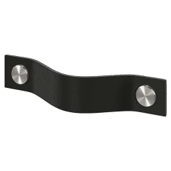 Poignée de meuble nœud GoodHome Hezo cuir et métal satin noir l.123mm x H. 24mm entraxe 96mm