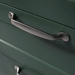 Poignée de meuble nœud GoodHome Govlin aluminium effet nickel satin gris l.164mm x l.20mm x H. 24mm entraxe 128mm