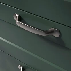 Poignée de meuble nœud GoodHome Govlin aluminium effet nickel satin gris l.131mm x l.19mm x H. 24mm entraxe 96mm