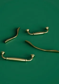 Poignée de meuble nœud GoodHome Ruis effet laiton doré l.169mm x l.10mm x H. 25mm entraxe 128mm