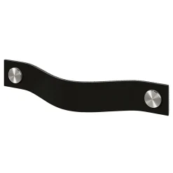 Poignée de meuble nœud GoodHome Hezo cuir et métal satin noir l.153mm x H. 24mm entraxe 128mm