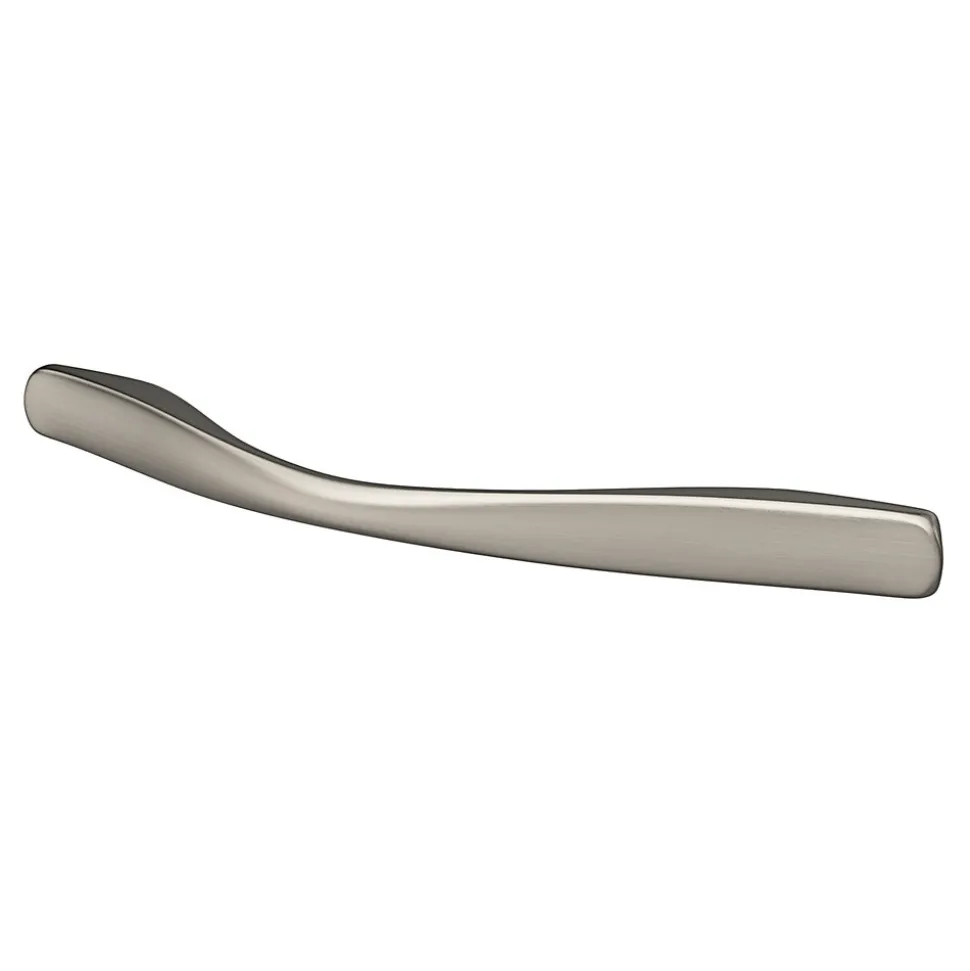 Poignée de meuble nœud GoodHome Ruis effet nickel satin gris l.137mm x l.10mm x H. 25mm entraxe 96mm