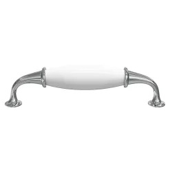 Poignée de meuble nœud GoodHome Porcelaine Vras chrome brillant l.14.2cm x h.2cm x p.3.7cm