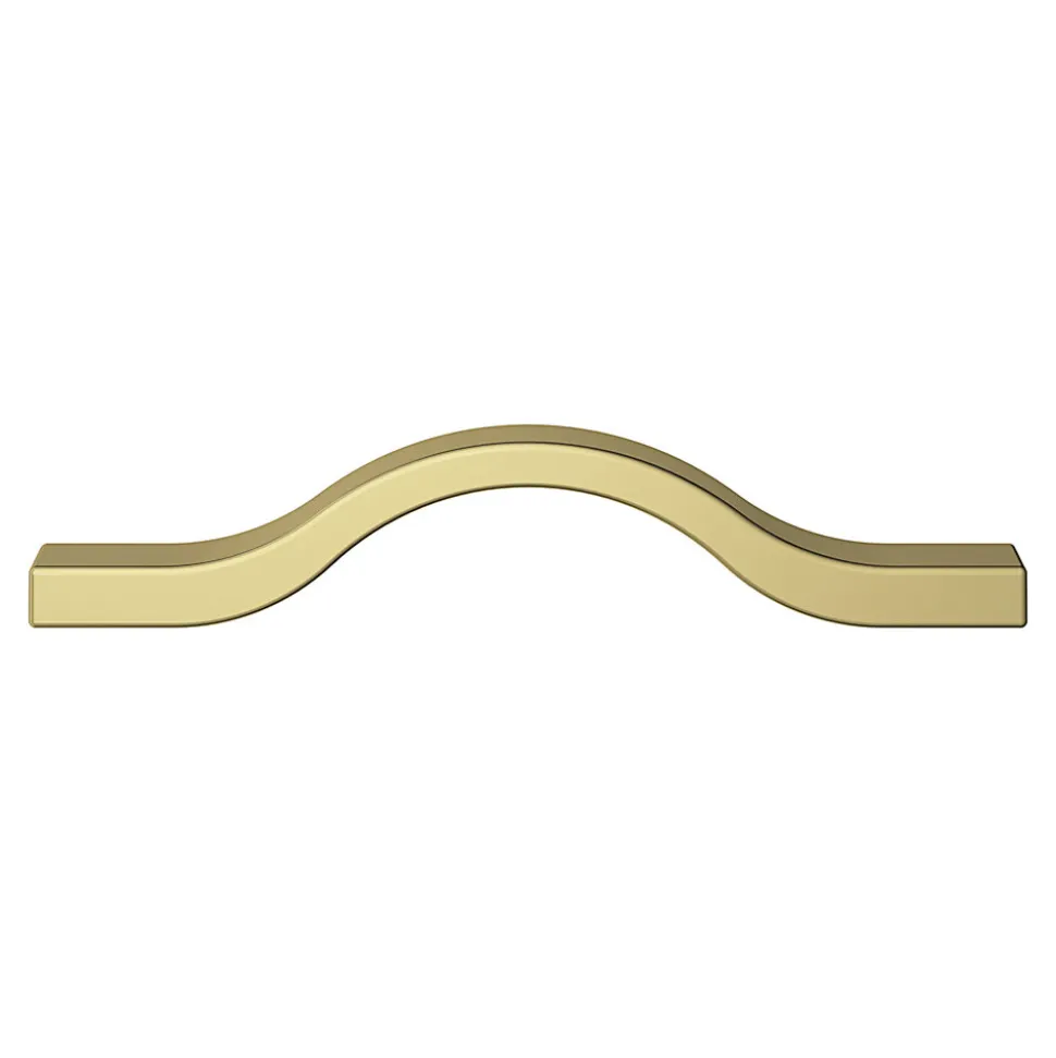 Poignée de meuble nœud GoodHome Prat aluminium effet laiton doré l.130mm x l.10mm x H. 24mm entraxe 96mm