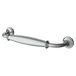 Poignée de meuble nœud GoodHome Ruis effet chromé gris l.148mm x l.20mm x H. 38mm entraxe 128mm