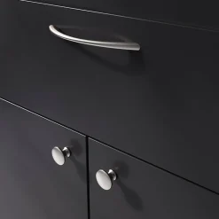 Poignée de meuble nœud GoodHome Primel effet nickel satin gris l.160mm x l.9mm x H. 27mm entraxe 128mm