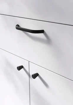 Poignée de meuble nœud GoodHome Irvil aluminium mat noir l.142mm x l.12mm x H. 30mm entraxe 128mm