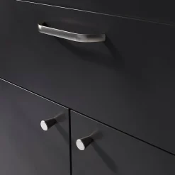 Poignée de meuble nœud GoodHome Irvil aluminium effet nickel satin gris l.142mm x l.12mm x H. 30mm entraxe 128mm