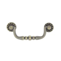 Poignée de meuble nœud Rohan effet laiton satin doré l.122mm x H. 48mm entraxe 96mm