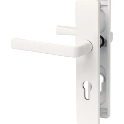 Poignée de porte d'entrée - Kaza - Vachette - Blanc alba - Clé I - 195 mm