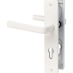 Poignée de porte d'entrée - Kaza - Vachette - Blanc alba - Clé I - 195 mm