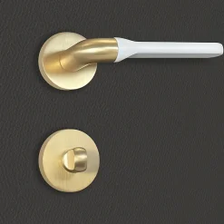 Poignée de porte design à condamnation finition aspect or et blanc mat Matilda - KATCHMEE
