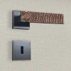 Poignée de porte design à clé finition aspect cuivre patiné noir Luna - KATCHMEE