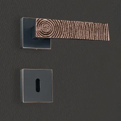 Poignée de porte design à clé finition aspect cuivre patiné noir Luna - KATCHMEE